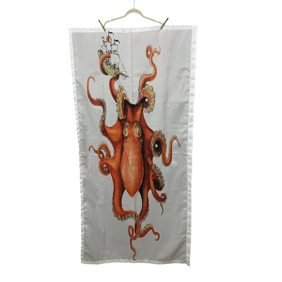 Octopus Kraken Shower Stall Curtain Orange - Picture 1 of 3